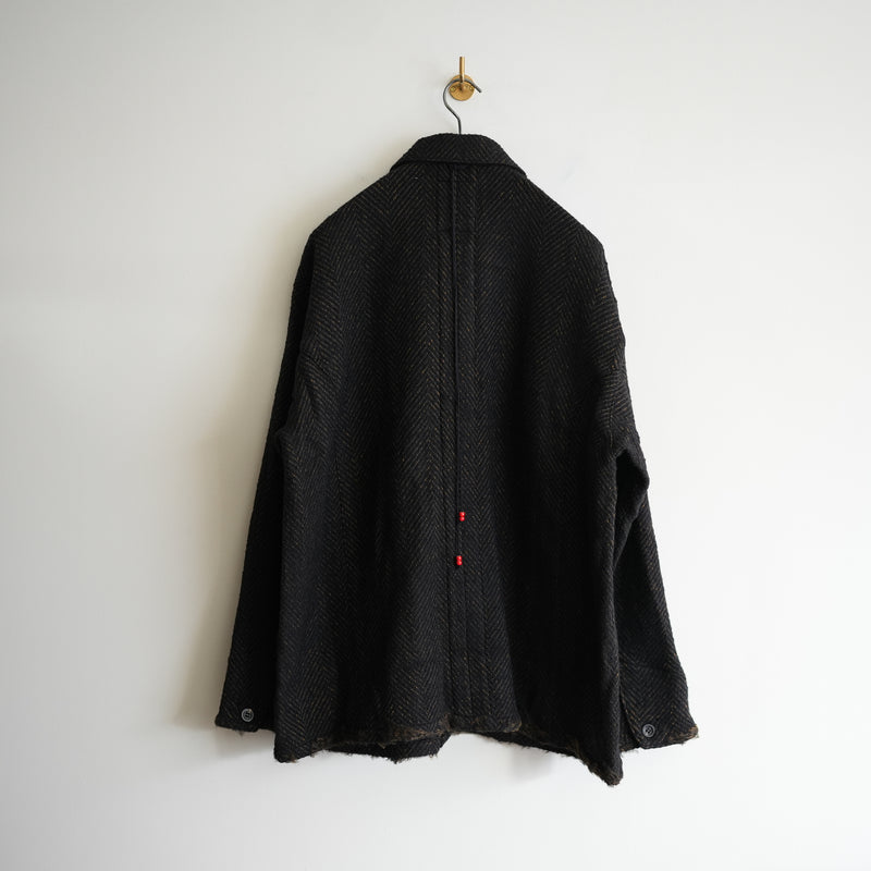 ANCELLM DAMAGE WOOL HERRINGBONE COVERALL