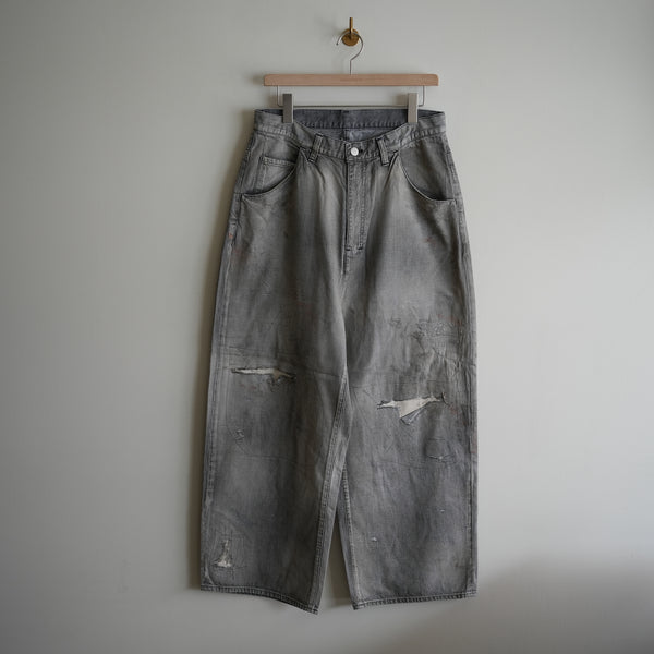 ANCELLM  #04 AGING01 REMAKE DENIM PANTS BLK