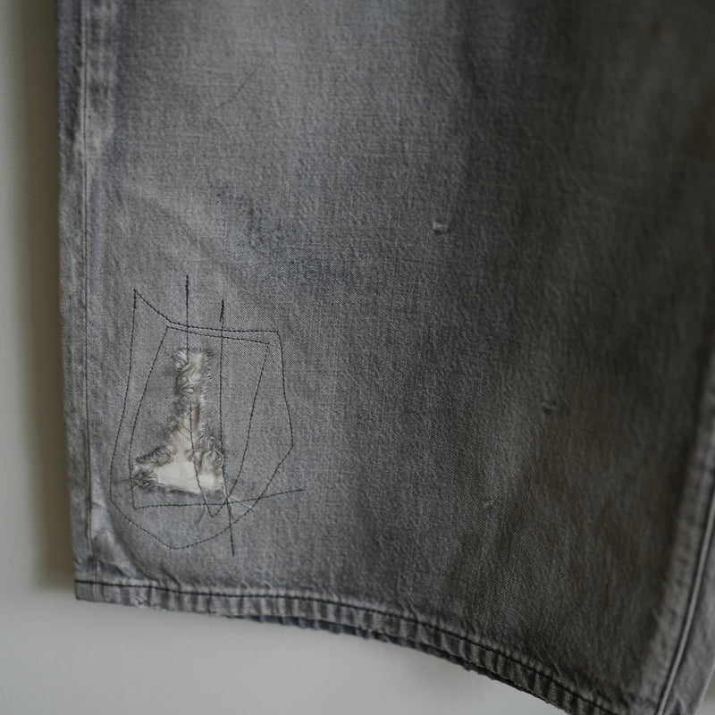 ANCELLM  #04 AGING01 REMAKE DENIM PANTS BLK