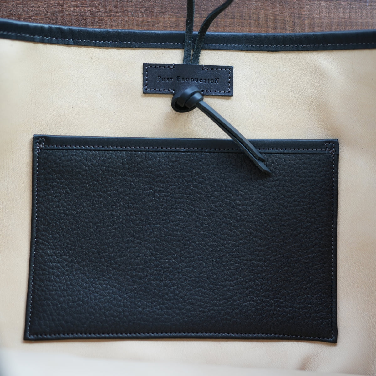 Post Production BUFFALO LEATHER 2 POCKET TOTE BAG