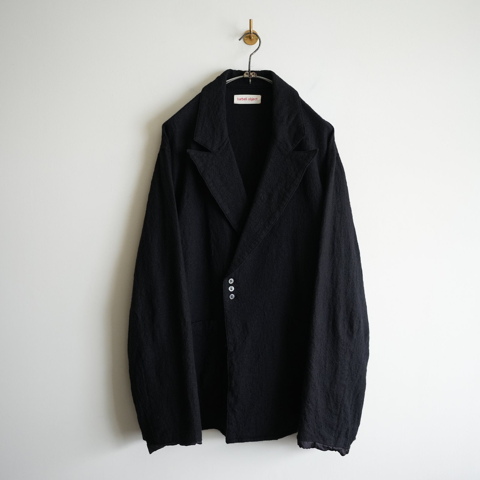 barbell object / wool coat -BLACK – and father 25aw barbell object