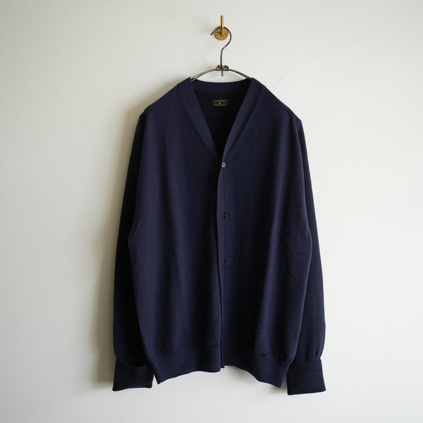 MAATEE&SONS CASHMERE COMBI V CARDIGAN NAVY