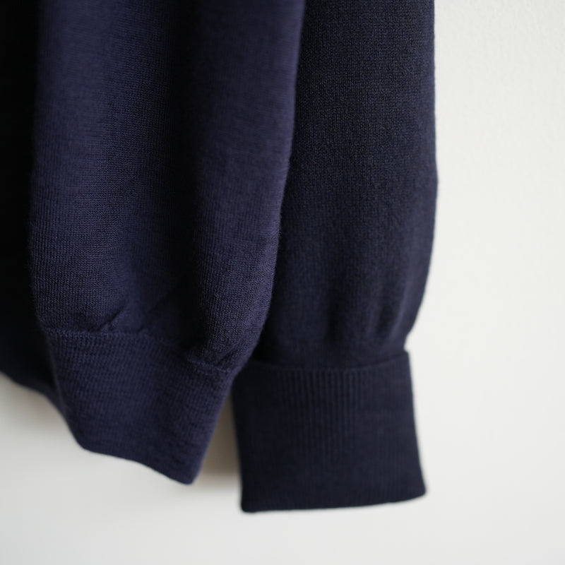 MAATEE&SONS CASHMERE COMBI V CARDIGAN NAVY