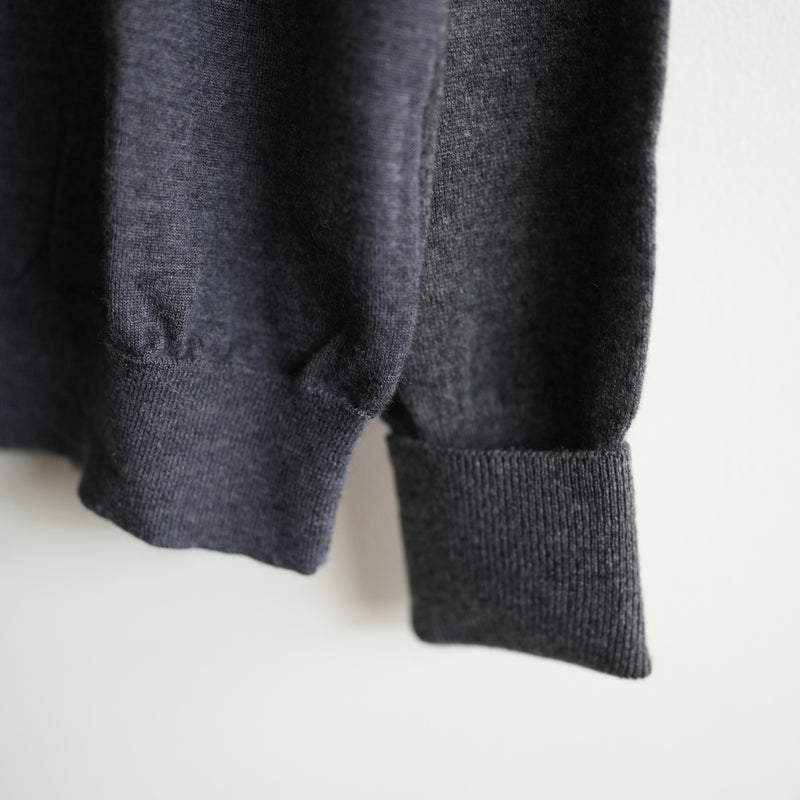 MAATEE&SONS CASHMERE COMBI V CARDIGAN CHARCOAL