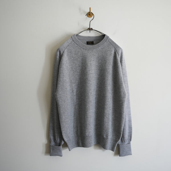 MAATEE&SONS CASHMERE COMBI CREW NECK SWEATER GRAY