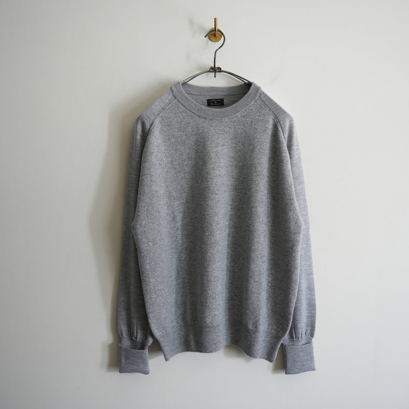MAATEE&SONS CASHMERE COMBI CREW NECK SWEATER GRAY