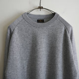 MAATEE&SONS CASHMERE COMBI CREW NECK SWEATER GRAY
