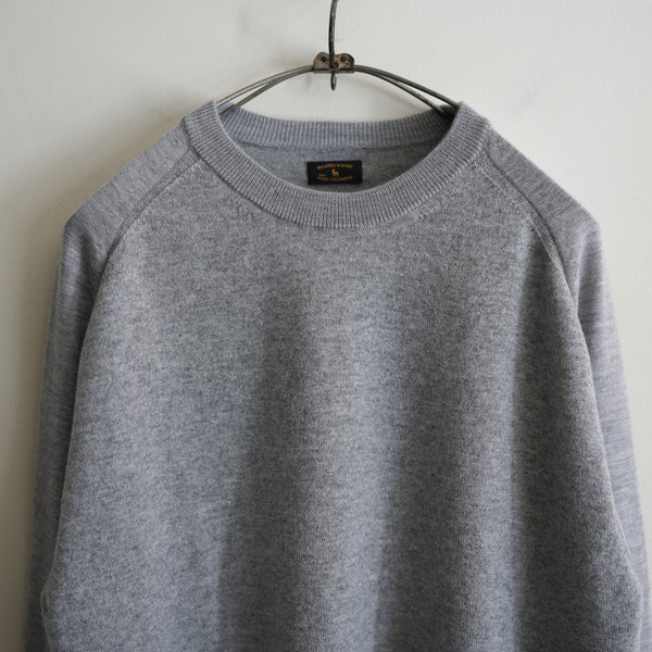 MAATEE&SONS CASHMERE COMBI CREW NECK SWEATER GRAY