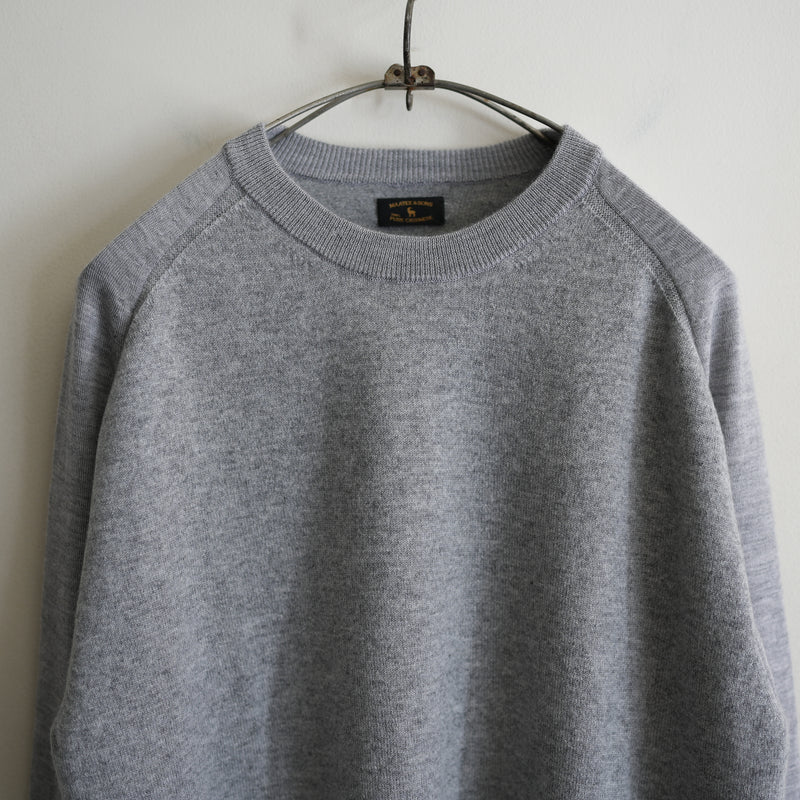 MAATEE&SONS CASHMERE COMBI CREW NECK SWEATER GRAY