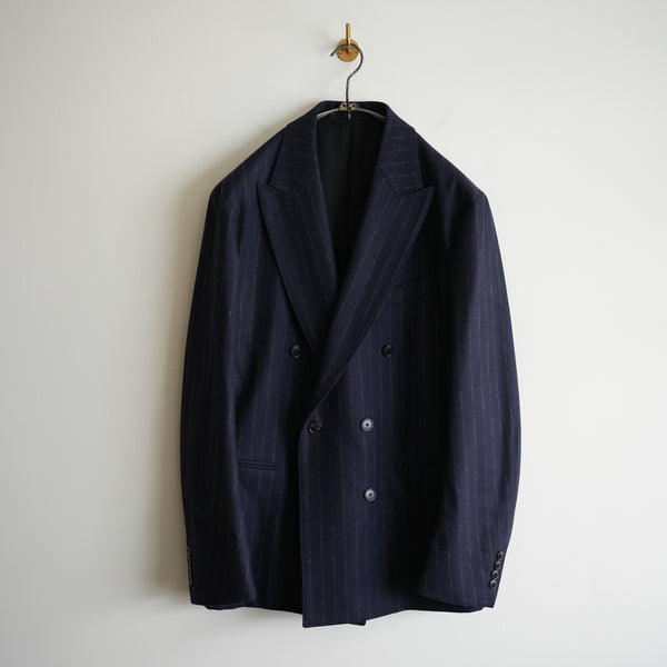HEUGN WOOL FLANNEL STRIPE DOUBLE 6B JACKET "Adam"