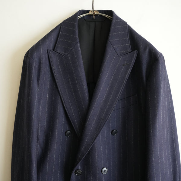 HEUGN WOOL FLANNEL STRIPE DOUBLE 6B JACKET "Adam"