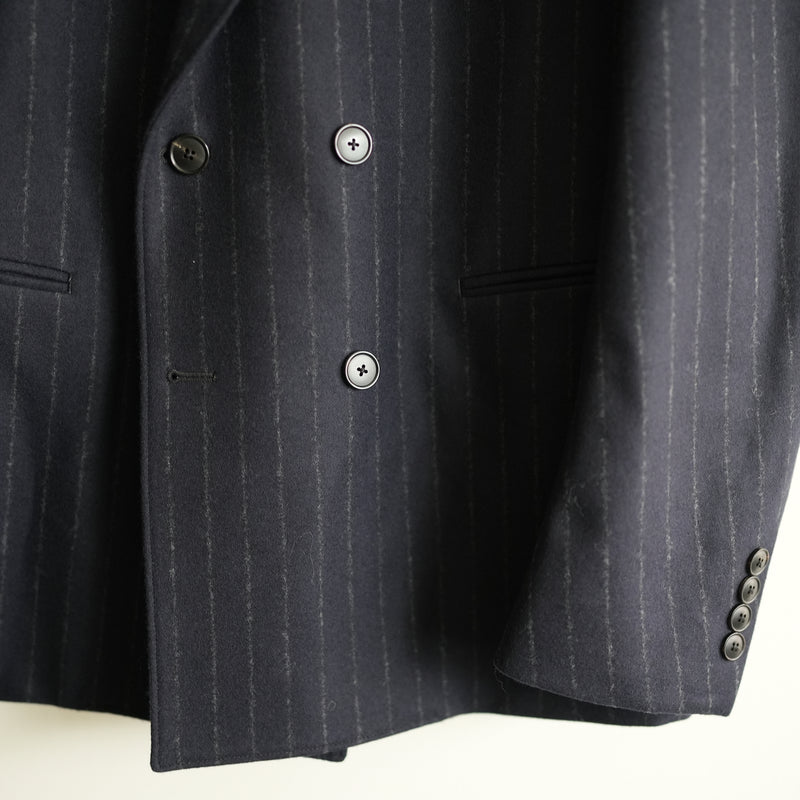 HEUGN WOOL FLANNEL STRIPE DOUBLE 6B JACKET "Adam"
