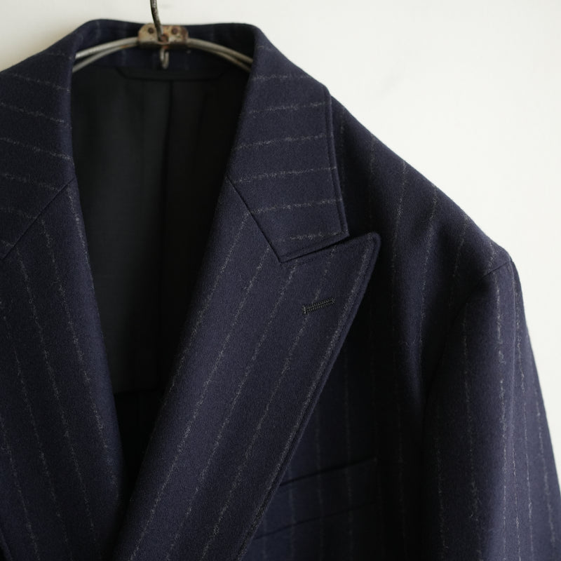 HEUGN WOOL FLANNEL STRIPE DOUBLE 6B JACKET "Adam"
