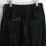 barbell object Velveteen 1tuck Easy Trousers BLACK