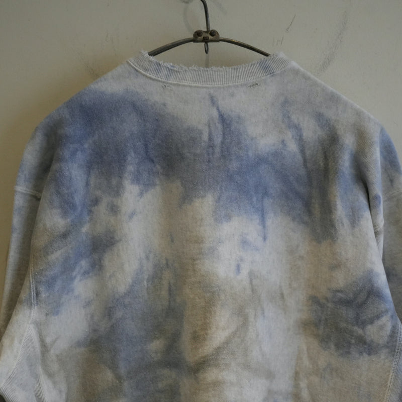 ANCELLM Marbling  Damage Sweat Shirt NAVY/BLACK