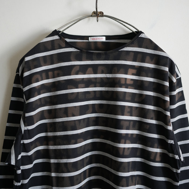 NICENESS HAND STENCIL BLEACH BASQUE TEE LS 