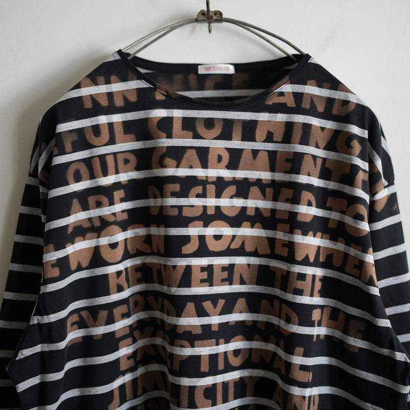 NICENESS HAND STENCIL BLEACH BASQUE TEE LS 