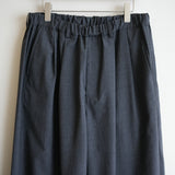 YOKO SAKAMOTO KASURI WOOL DOUBLE PLEATED WIDE EASY PANTS GRAY