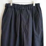 YOKO SAKAMOTO KASURI WOOL DOUBLE PLEATED WIDE EASY PANTS BLK