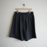 YOKO SAKAMOTO KASURI WOOL DOUBLE PLEATED WIDE EASY SHORTS