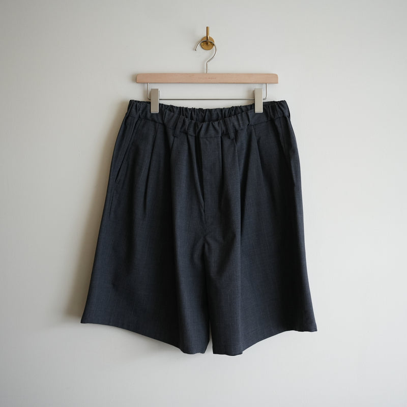 YOKO SAKAMOTO KASURI WOOL DOUBLE PLEATED WIDE EASY SHORTS – RASSEMBLE