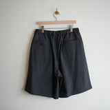 YOKO SAKAMOTO KASURI WOOL DOUBLE PLEATED WIDE EASY SHORTS