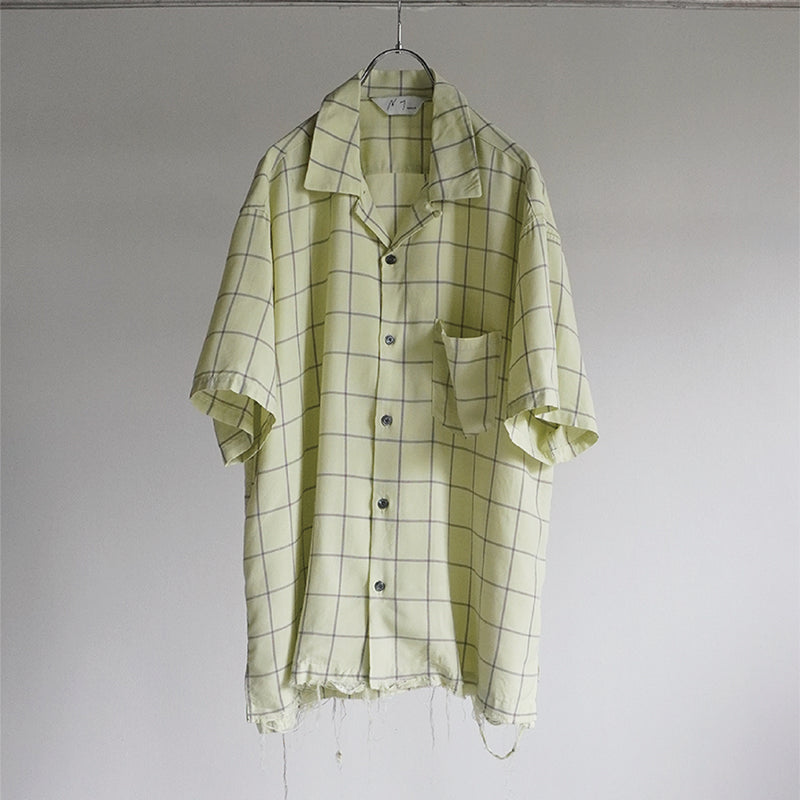 ANCELLM Rayon Check Open Collar Shirt MINT