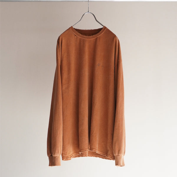 ANCELLM EMBROIDERY DYED LS T-SHIRT TERRACOTTA