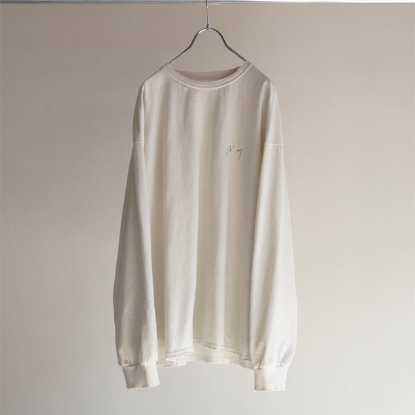 ANCELLM EMBROIDERY DYED LS T-SHIRT WHITE
