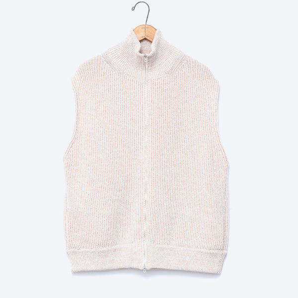 The DUFFER N NEPHEWS MELANGE DRIVERS KNIT VEST "OPIHR" ECRU