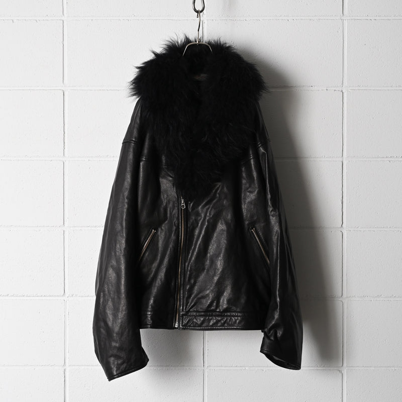 barbell object fur leather jacket