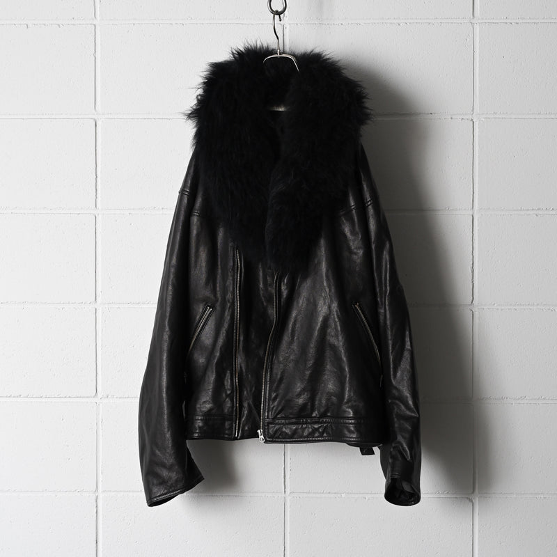 barbell object fur leather jacket