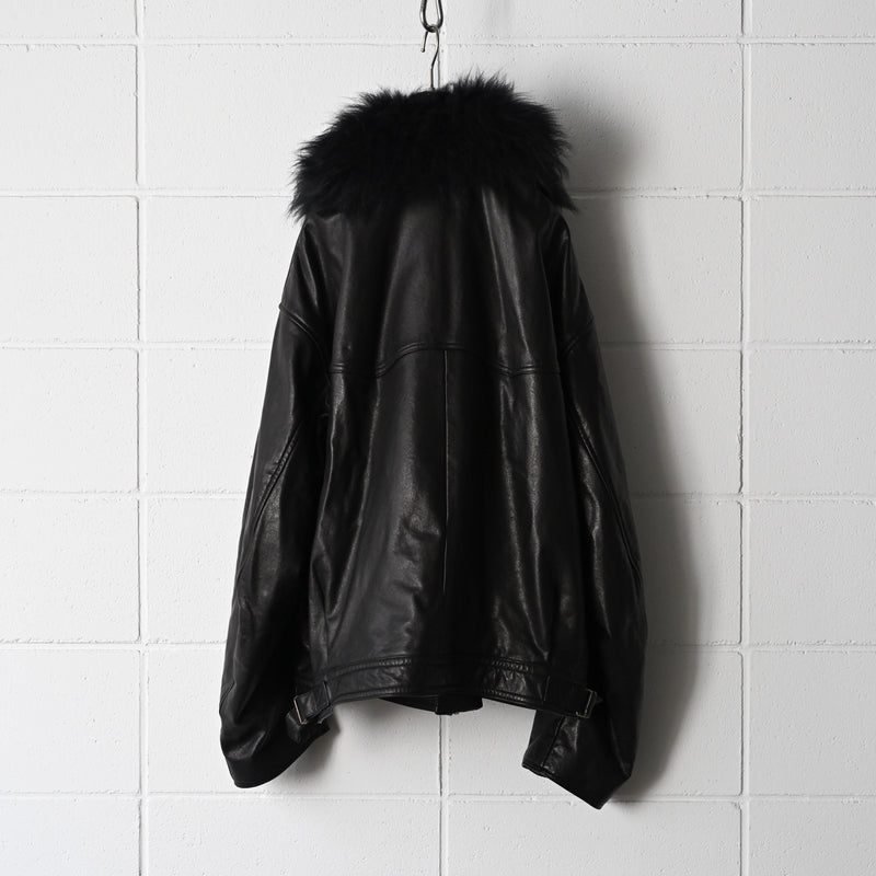 barbell object fur leather jacket