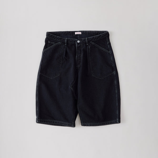 NICENESS AGED EFFECT DENIM SHORT PANTS "B.STU"