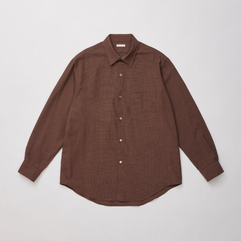 ULTERIOR RAYON LINEN CHECK SHIRT BROWN