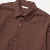 ULTERIOR RAYON LINEN CHECK SHIRT BROWN