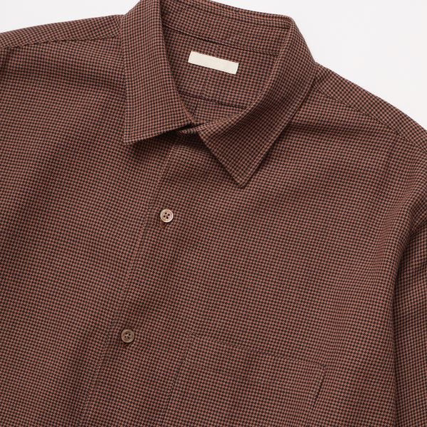 ULTERIOR RAYON LINEN CHECK SHIRT BROWN