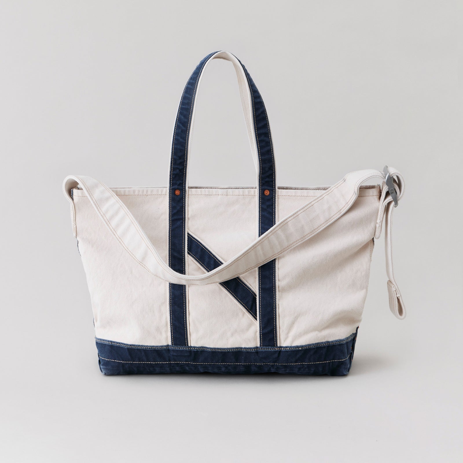 NICENESS AGED EFFECT CANVAS SHOULDER TOTE BAG 