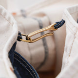 NICENESS AGED EFFECT CANVAS SHOULDER TOTE BAG "L.LESH" NAVY