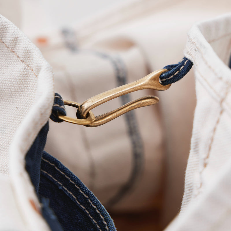 NICENESS AGED EFFECT CANVAS SHOULDER TOTE BAG "L.LESH" NAVY
