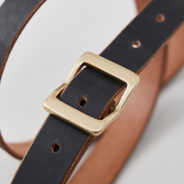 NICENESS BROWN CORE OILED COW LEATHER BELT "CASE" BLACK