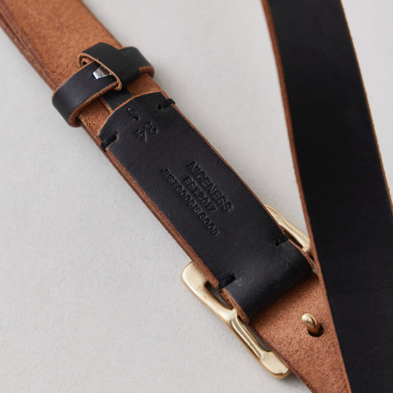 NICENESS BROWN CORE OILED COW LEATHER BELT "CASE" BLACK