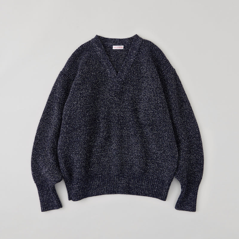 NICENESS WOOL CHAMBRAY MECHANICAL BEACH SWEATER "B.BILLIE"