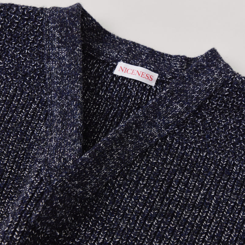 NICENESS WOOL CHAMBRAY MECHANICAL BEACH SWEATER "B.BILLIE"