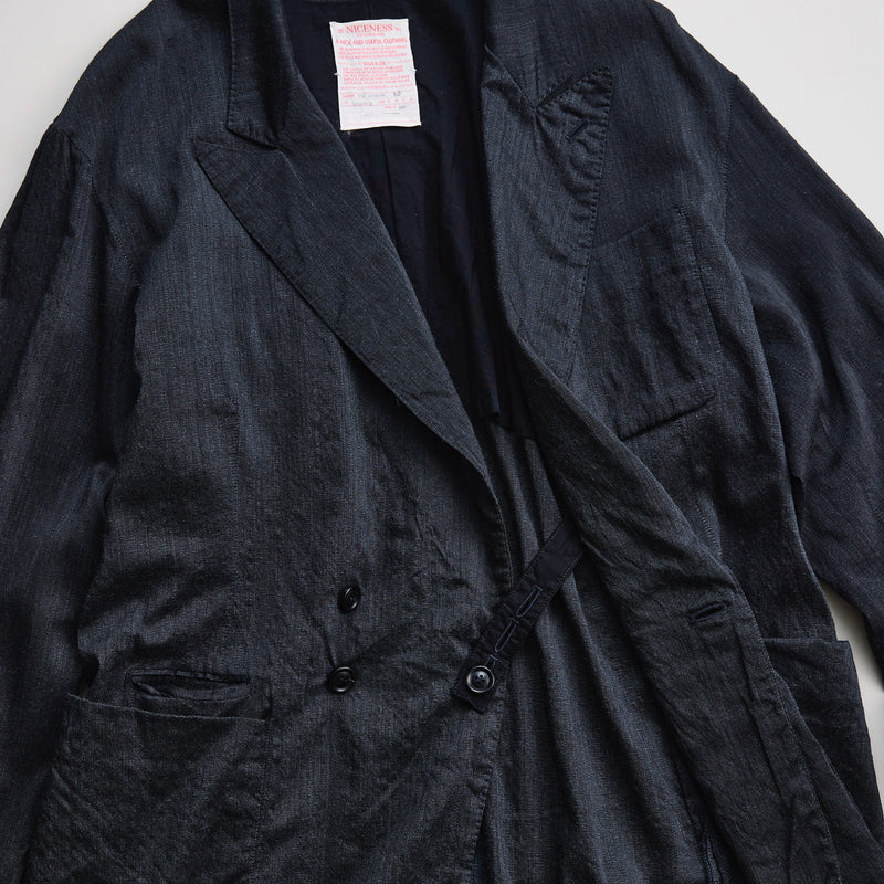 NICENESS WOOL SILK DOUBLE BREAST ROBE JACKET 
