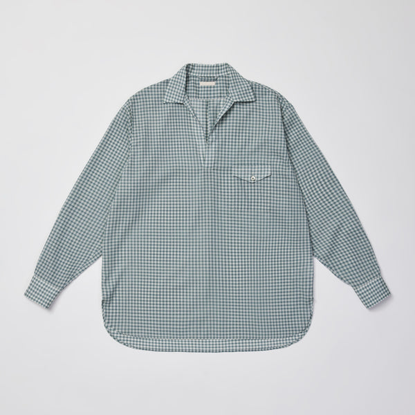 ULTERIOR SUPER LIGHT WOOL CHECK SKIPPER SHIRT GREEN – RASSEMBLE