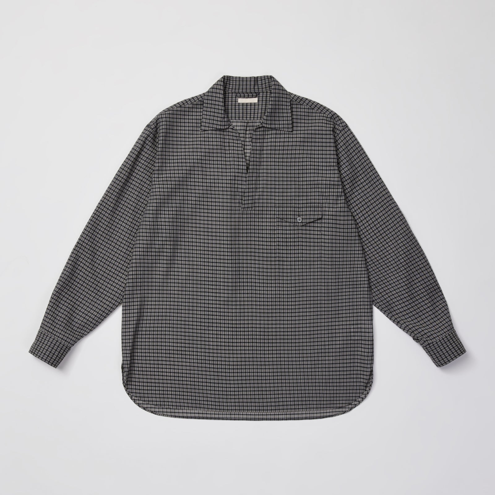 ULTERIOR SUPER LIGHT WOOL CHECK SKIPPER SHIRT BLK – RASSEMBLE