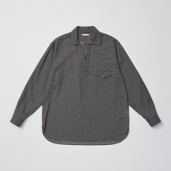ULTERIOR SUPER LIGHT WOOL CHECK SKIPPER SHIRT BLK – RASSEMBLE