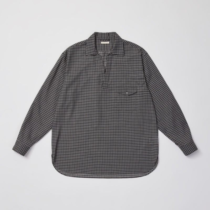 ULTERIOR SUPER LIGHT WOOL CHECK SKIPPER SHIRT BLK – RASSEMBLE