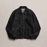 NICENESS PRINTED LINEN CANVAS SHORT JACKET "N.JETT" BLK